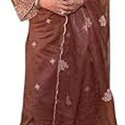 Women’s Viscose Silk Ethnic Suit Set with Dupatta | Brown Embroidered Straight Kurta Set | Elegant Festive Wedding for Women Girls-17