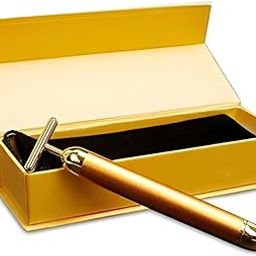 24K Gold Energy Beauty Bar – Electric Vibration Facial Massage Roller – Waterproof T-Shaped Anti-Wrinkle Massager for Forehead, Cheek, Neck, Clavicle, Arm & Leg-image-3