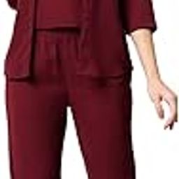 Women Maroon Solid Top with Trousers & Jacket Co Ords-image-4