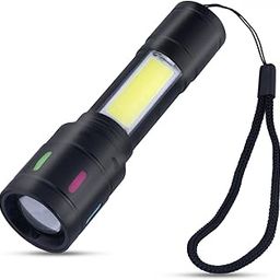 LED Flashlight with Dual Lighting, Blinker, Telescopic Zoom, Full Metal Body, Anti-Slip Design, 1000 Lumens, Black-45