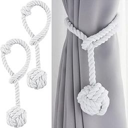 JAZLOG (JAZLOG286565) Handmade Cotton Curtain Tiebacks – Rustic Boho Decorative Holdback for Drapes, Macrame Rope Tassels Vintage Farmhouse Style No-Drill Perfect for Living Room, Bedroom, Outdoor-image-58