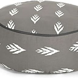 Wiselife Premium Cotton Yoga Meditation Cushion Round Floor Pillow with Carrying Handle | 100% Organic Cotton Washable and Removable Cushion Cover | for Yoga, Relaxation (Grey)-image-32