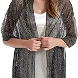 Black Silvery Thread Women Elegant Multi Purpose Stole Scarves For Evening Dresses Female Long Tassels Bridesmaid Party Wedding Accessories Scarf Shawl Metallic Fring -200x60 cm-image-14