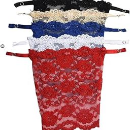 4pcs Lady Lace Clip-On Mock Camisole Bra Insert Overlay Modesty Panel Multicolour (Black, White, Red and Blue)-picture-1