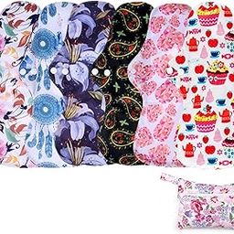Lawnrden Reusable Sanitary Pads,6Pcs Bamboo Cloth Pads,Large Sanitary Pads Set,Washable Overnight Cloth Panty Liners Period Pads for Women - 13 Inch-image-1