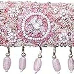Cotton Sequin Beaded Crystal Tasselled Waist Belt For Womens Kamarpatta, Kamarband For Saree, Lehenga (Baby Pink/Peach)-image-61