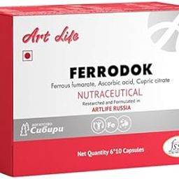Art Life Ferrodok (60 Capsule) |Helpful In Iron deficiency| Boosts Hemoglobin | Supplement for Men & Women-image-34