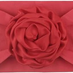 SYGA Baby Headbands Soft Nylon Fancy Flower Strechable Hairbands For Newborn Infant Toddlers Kids 0-3 Year(Red)-image-25