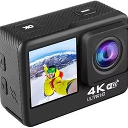 Dkian Smart 4K Ultra HD Action Camera Dual Display WiFi Wide Angle Waterproof Camera Black Digital Zoom Support WiFi AntiShake Stabilization for Outdoor Sports TravelDiving-image-30