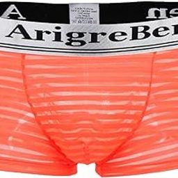 Men's Breathable Mesh Stripe Low Waist Boxer Briefs Underwear Shorts XXL Orange | Clothing Shoes & Accessories | Mens Clothing | Underwear | 1 Piece of Boxer Briefs-image-56