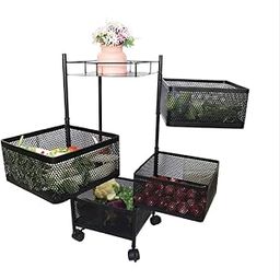 BMR House Ware Kitchen Trolley 4 Tier Black | Large Kitchen Storage Cart | Stainless Steel Kitchen Trolley | Storage Stand-image-94