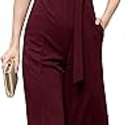 Women's Round Neck Short Sleeve Embellished Front Slit Fringed Regular Jumpsuit with Pockets-image-79