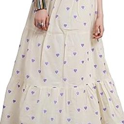 Women's Cotton Flared Long Skirt with Purple Heart Print | Ethnic Boho Maxi Skirt with Drawstring Waist | Comfortable Summer Wear |-image-40