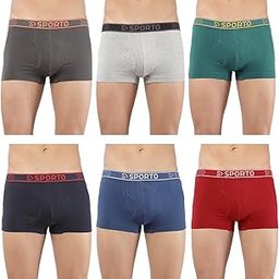 Men's Cotton Plain/Solid Assorted191 Outer Spandex Elastic Square Mini Trunks/Underwear - Pack of 6 (#M1022-XXL)-picture-5