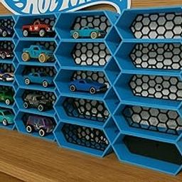 1:64 Scale Models car Display Case, Display Stand, Diecast Car Display Shelf,Scale Model Wall Stand,Multi-Coloured Hexagonal 6 Individual Pieces(Cars NOT Included), 5 x 12.5 cm (Blue)-image-97