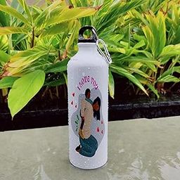 PALESAA Designer I Love You Printed Aluminium Sipper Bottle With Hook Ideal for all Age Groups (750, Round, 1, 750ml Sipper)-image-77