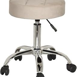 Hillsdale, 51100, Nora Tufted Adjustable Backless Vanity/Office Stool with Casters Vanity Stool, Cream-image-65