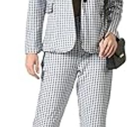 Cotton Blend Checkered Formal Top Pant Western Set with Blazer-51