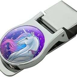 Majestic Unicorn Pink Purple Blue Satin Chrome Plated Metal Money Clip-image-16