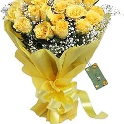 The FloralMart® Mother's Day Special Fresh Flowers Bouquet of 25 Yellow Roses in Paper Wrapping, Bunch of 25 (Yellow Rose)-image-41