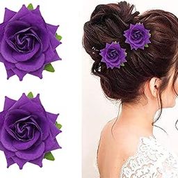 2 Pcs Rose Flower Hair Clips for Women and Girls Bridal Brooch for Hairstyle of Bride Juda Hair Accessories Set-image-40
