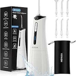 Water Dental Flosser for Teeth Cordless Oral Irrigator 5 Cleaning Modes 4 Replaceable Jet Tips IPX 7 Waterproof (White)-54
