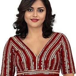 Fancy Designer Blouse for Women for Sarees, Lehengas, and Festivals with Golden Sequin Embroidery V-Neck Georgette Blouse Stylish Ready-to-Wear-picture-3