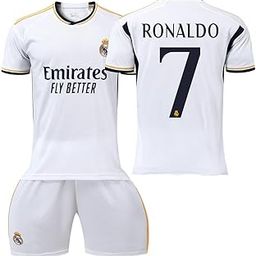 Real Madrid New Season White Ronaldo 07 Football Jersey Set for Kids and Adults-image-48