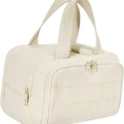 Polyester Make Up Organizer Handbag Open Compact Toiletry Bag For Trips Outdoor Sports Holiday White-image-9