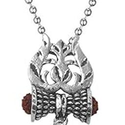 Religious Jewellery Lord Shiv Om Trishul Locket With Rudraksha Mala Brass, Wood Pendant Necklace ChainSpn2020103-picture-18