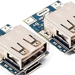DIY Power Bank/Powerbank Kit/Module Circuit Board Assembly,5V Micro USB Input for Charging 3.7V Lithium ion Rechargeable Battery/Cell 1A Mobile Phone Charger/Adapter, LED Indicator -Pack of 2-12