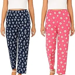 brand flex Women's Cotton Printed Pyjamas/, Lounge Wear, Soft Cotton Night Wear Pajama Pants Womens Night Pants,2 Pack-picture-2