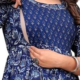 Maternity Feeding Kurti for Women | Cotton Blend Anarkali Dress with Nursing Zip for Pre & Post Pregnancy-image-78