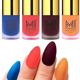 MI FASHION Velvet Matte Nail Polish Packs Pigmented With High Ingredients 9.9ml Navy Blue, Neon Orange, Red Wine, Saffron Orange (Pack Of-4)-image-70