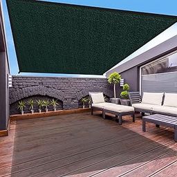 FREDDO HDPE Fabric Polyester Webbing Sun Shade Sails 85-90% Protection from Sun & UV Rays Ideal for Car Parking, Outdoor Garden, Balcony, Patio, Dark Green Color, 15 ft x 15 ft, Pack of 1 Piece-24