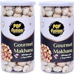 Popfusion Roasted & Flavoured Makhana - Himalyan Salt & Pepper Makhana, Low Fat Snacks with Airtight Glass Jar -(70 g Each) (Pack of 2)-image-27