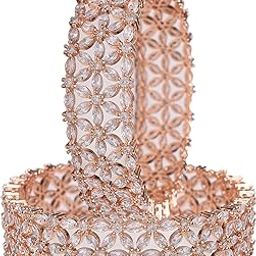 Beautiful CZ Studded Rose Gold Plated Traditional White Heavy Kada Bangles Set for Women RV2948RG-image-30