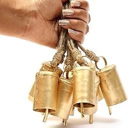 DULI Pack of 10 Rustic Mini Bell – Vintage Brass Hanging Bells for Decor & Craft (Wholesale), Wall Art, Diwali Decor, Home Decor Hanging Bells (Packof10-3InchesLongBells)-image-96