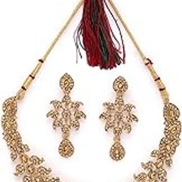 Smashing Gold Plated AD Stone Collar Bone Necklace Set And Earring | Jewellery Set For Women (NS105662)-image-69