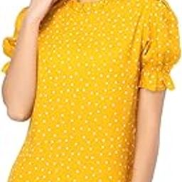 Women's Casual Trendy Floral Top with Stylish Short Puffed Sleeves Western Ruffled Collar 100% Viscose Rayon-image-1