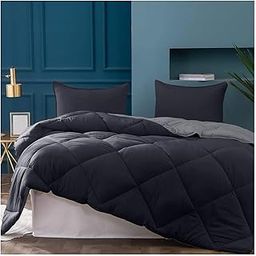 Dream Homme 220 GSM Comforter Set Double Bed | Microfiber Reversible AC Blanket Duvet Quilt for Double Bed King Size for Summer (Black & Grey)-image-60