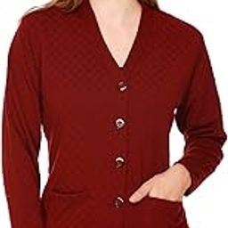 Women's Woolen V-Neck Cardigan - Heavy Daffodil Fabric Winter Wear Acropoly Wool Cardigan for Women-image-23