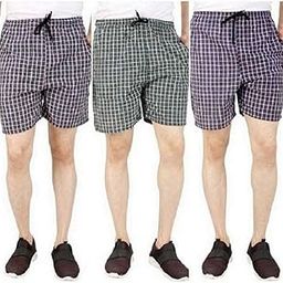 Mens Multicolor Cotton Blend Checkred Shorts Boxers Pack of 3 (Size-S)-picture-26