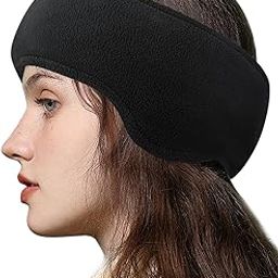Double-Layer Ear Warmer Headband For Women Men -Soft Fleece Winter Ear Muffs-Cold Weather Headbands For Running Cycling - Black-image-87