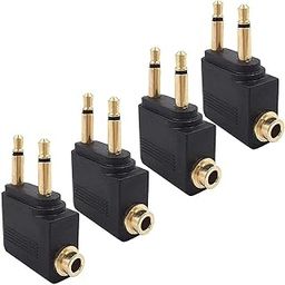 Mizi (4 Pack Airplane Headphone Adapter, Gold Plated Dual 3.5mm Male to 3.5mm Female Airplane Headphone Adapter for Audio Jack to Plug Air Plane Flight Connector Dual Socket Earphone - Black-image-26
