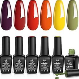 Beetles Gel Polish Set, Sunset Leaves Set Orange Green Gel Nail Polish Kit Autumn Fall Winter Soak Off UV Nail Lamp LED Cured, 7.3ml Each Bottle for Nail Art-image-27
