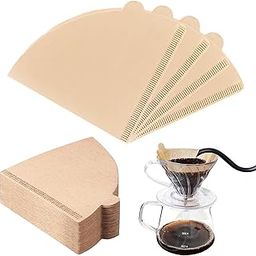 FITVERT 100 Pieces Cone Shaped Natural Paper Coffee Filters for Pour Over and Drip Maker - Disposable Filters for Coffee Dripper-11