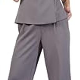 Elegant Co-ord Set – Versatile & Timeless Sleeveless Two-Piece Pant Suit Set, Grey, V-Neck Wrap Top with Wide-Leg Trousers-image-57