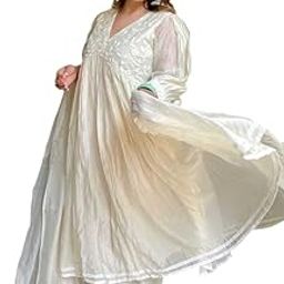 Women's Chanderi Silk Embroidered Anarkali Kurti with Pant and Dupatta-image-24