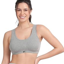 1055 Non-Wired, Non-Padded Full Coverage Sports Bra for Womens, Girls - Double Layered Low Impact Gym/Workout/Yoga, Slip-on Bra -200 GSM Cotton|Spandex - All Day Comfort Bra-image-63
